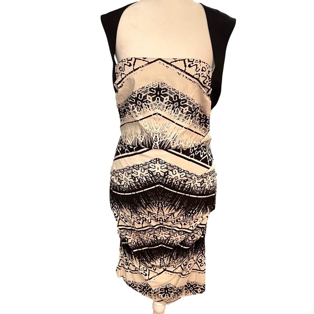Nicole Miller Artelier Chevron Black and White Batik print Dress Size 12 Party - Picture 5 of 12